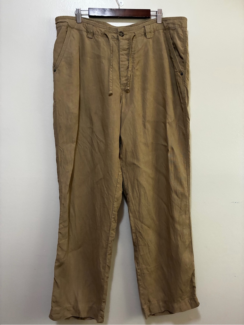 Murano Baird McNutt Irish Linen Men's Drawstring Chino Pants Khaki Brown